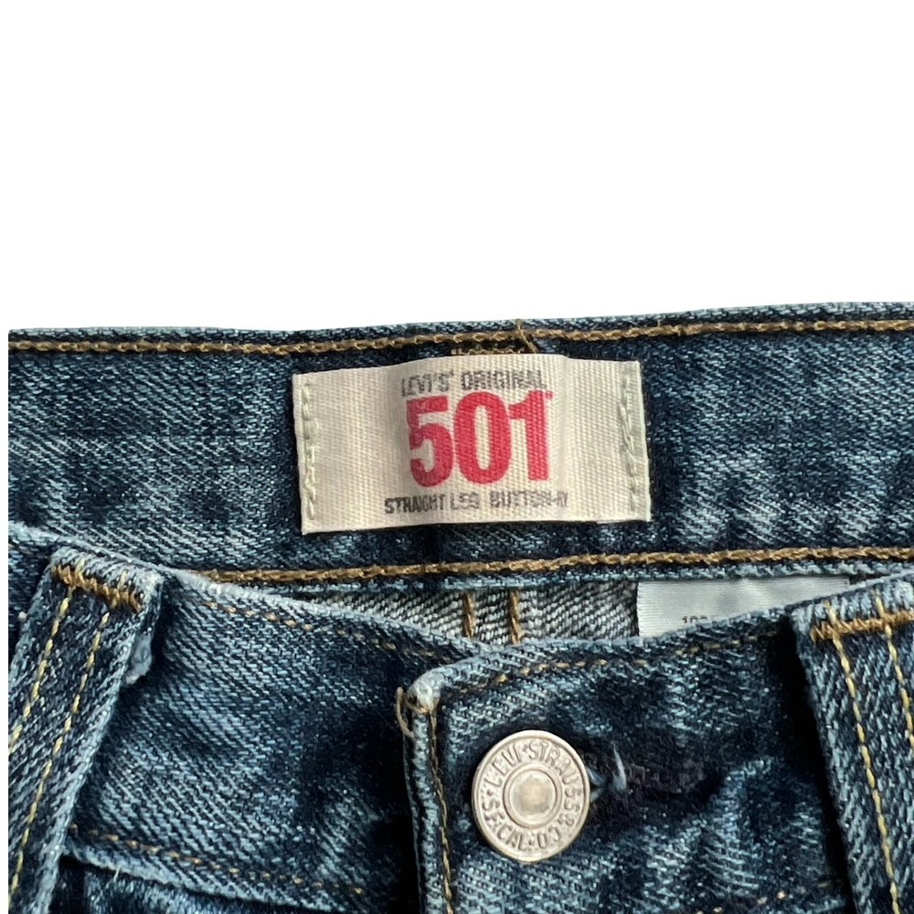Levis 501 Original Straight Leg Jeans Mens 33x30 Blue Denim Button Fly 005010422 - Picture 3 of 16